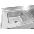 Évier Professionnel Inox 1200x700x950mm 1 bac à gauche Crédence | Adexa DSA1270L