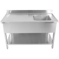 Évier Professionnel Inox 1200x700x950mm 1 bac à droite Crédence | Adexa DSA1270R