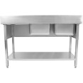 Evier Double Professionnel Inox 1500x700x950mm 2 bacs à gauche Crédence | Adexa DSD1570L