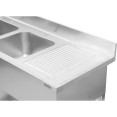Evier Double Professionnel Inox 1500x700x950mm 2 bacs à gauche Crédence | Adexa DSD1570L