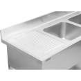 Evier double professionnel Inox 1400x600x950mm 2 bacs à droite Crédence | Adexa DSD1460R