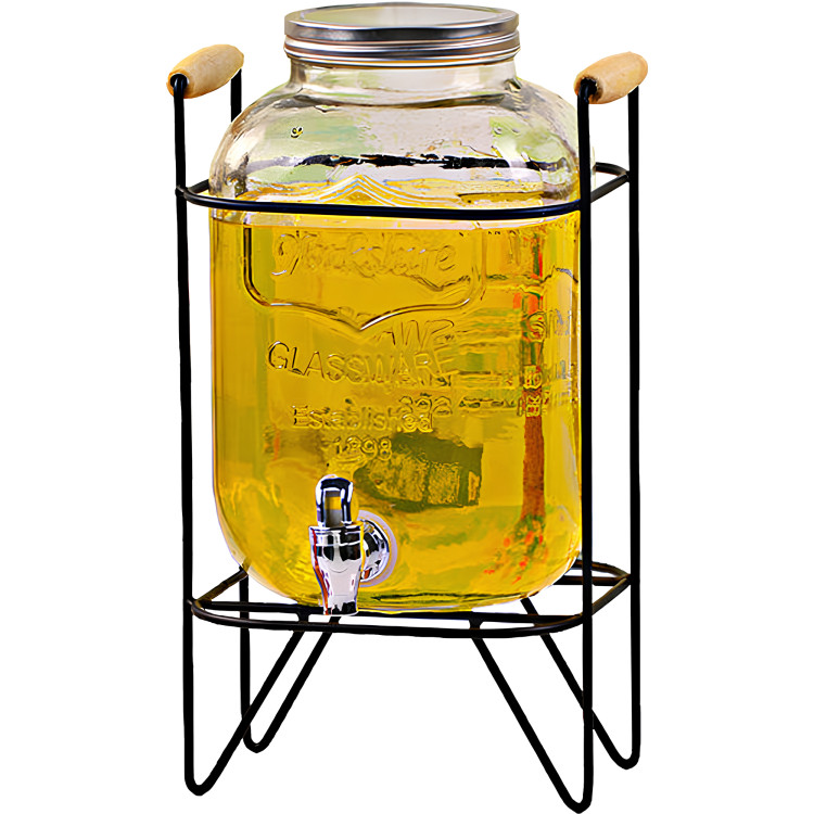 Distributeur de jus en verre 5 litres avec support en fer | Adexa DTJ092