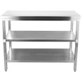 Table de travail commerciale en acier inoxydable, 3 niveaux, pieds carrés, dimensions 700 x 600 x 900 mm | Adexa DW3T7060