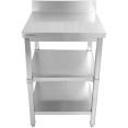 Table de travail professionnelle en acier inoxydable, 3 niveaux, crédence, pieds carrés, dimensions 800 x 600 x 900 mm | Adexa DW3T8060B