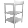 Table de travail professionnelle en acier inoxydable, 3 niveaux, crédence, pieds carrés, dimensions 800 x 600 x 900 mm | Adexa DW3T8060B