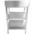 Table de travail professionnelle en acier inoxydable, 3 niveaux, crédence, pieds carrés, dimensions 800 x 600 x 900 mm | Adexa DW3T8060B