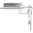 Table de chargement côté droit 1200 x 650 x 850 mm avec évier et dosseret en acier inoxydable | Adexa DWITA1265R