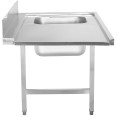 Table de chargement côté droit 1200 x 650 x 850 mm avec évier et dosseret en acier inoxydable | Adexa DWITA1265R