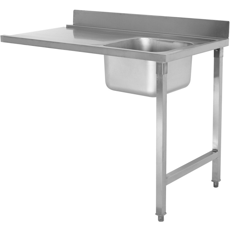 Table de chargement côté droit 1200 x 650 x 850 mm avec évier et dosseret en acier inoxydable | Adexa DWITA1265R