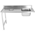 Table de chargement côté gauche en acier inoxydable avec évier, bonde et dosseret 1400 x 650 x 850 mm | Adexa DWITC1465L