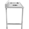 Table de chargement côté gauche en acier inoxydable avec évier, bonde et dosseret 1400 x 650 x 850 mm | Adexa DWITC1465L
