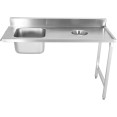 Table de chargement à l'arrière en acier inoxydable avec évier, bonde et dosseret 1400 x 650 x 850 mm | Adexa DWITC1465R