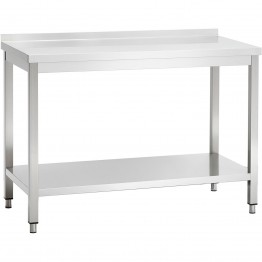Premium Commercial Table de travail Inox Étagère inférieure Dosseret 1000x700x980/1080mm | Adexa DWT10070