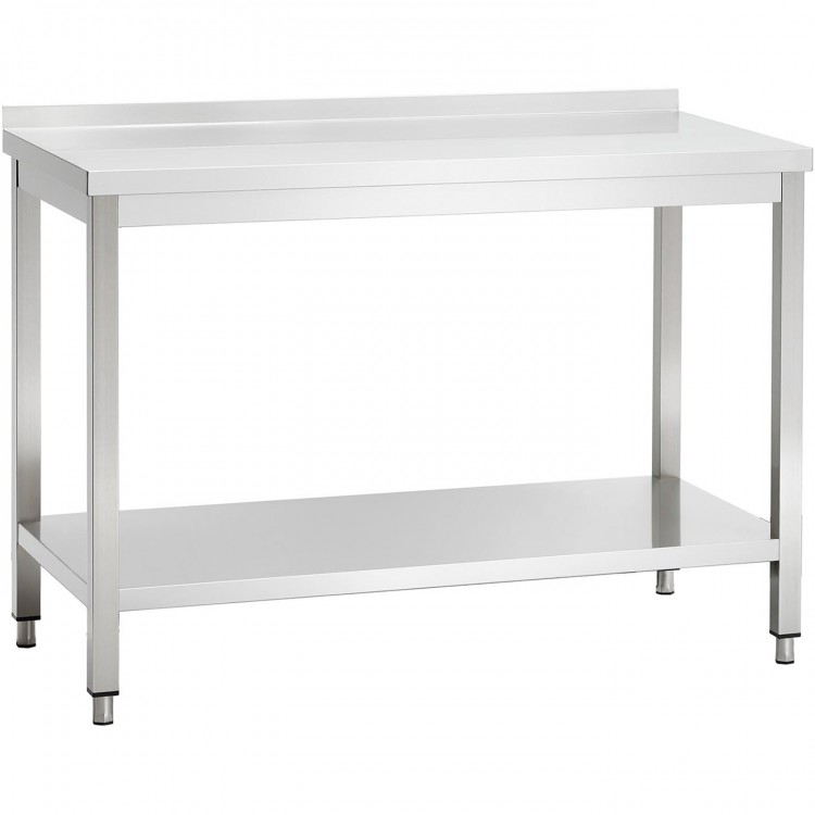 Premium Commercial Table de travail Inox Étagère inférieure Dosseret 1800x700x980/1080mm | Adexa DWT18070