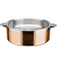 Cocotte triple couche en acier inoxydable martelé 9,6 L Φ320×H120 mm avec couvercle en verre – Finition cuivre | Adexa E0312010