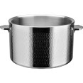 Cocotte triple couche en acier inoxydable martelé 9,6 L Φ320×H210 mm avec couvercle en verre – Finition argentée | Adexa E0312300