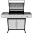 Barbecue à gaz professionnel 4 brûleurs avec brûleur latéral, armoire et grille de maintien au chaud 1330×570×1120 mm GPL | Adexa E34MJ12S52M45T45SB Barbecue à gaz professionnel 4 brûleurs avec brûleur latéral, armoire et grille de maintien au chaud 1330×570×1120 mm GPL | Adexa E34MJ12S52M45T45SB