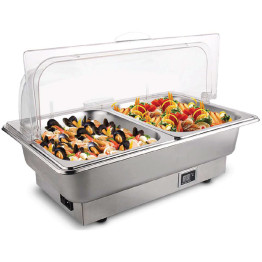 Roll top Chafer Chauffage électrique GN1/1 Inox Couvercle plastique 9 litres | Adexa ECD09A2