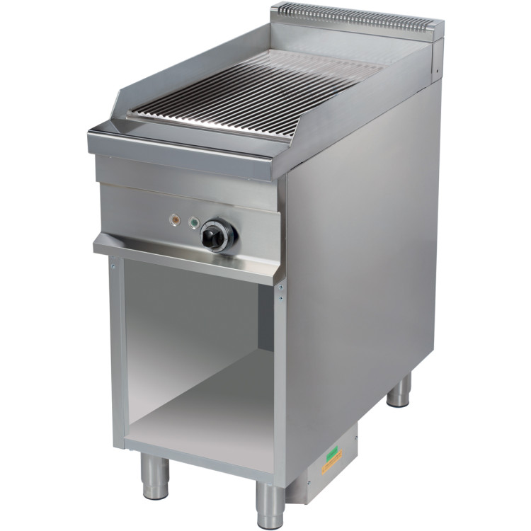 Fry top sur fond ouvert Électrique Nervuré 1 zone 6kW | Adexa Hotmax 900 EG911G