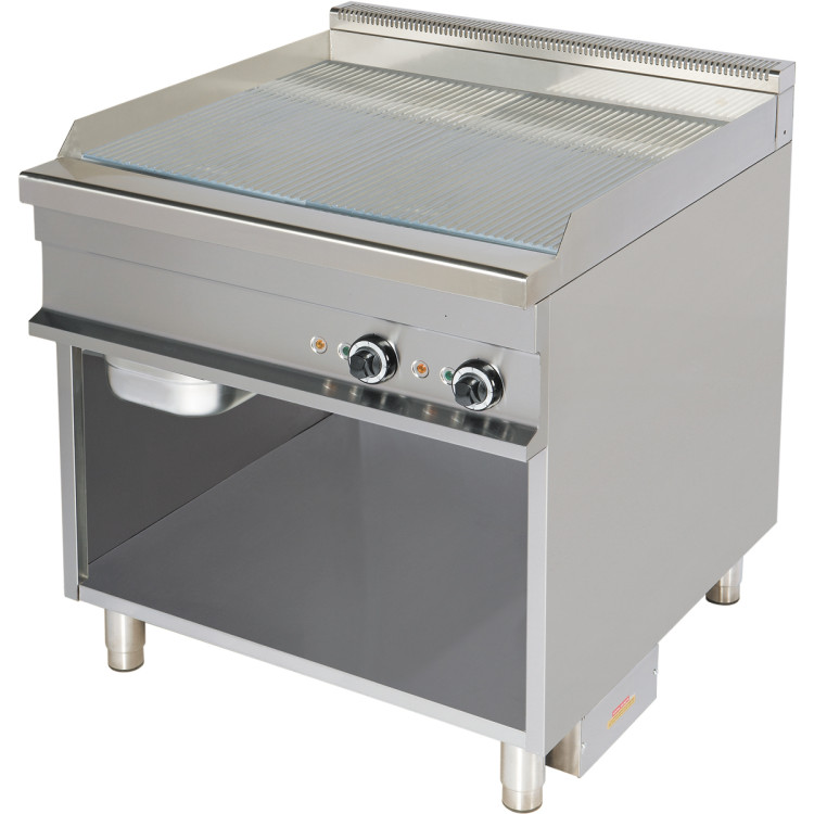 Fry top sur fond ouvert Électrique Nervuré 2 zones 12kW | Adexa Hotmax 900 EG921G