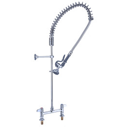 Robinet mélangeur de bureau 8 po avec colonne montante 20 po, flexible 37 po et douchette en laiton chromé | Adexa EQ2805A