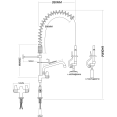 Unité de pulvérisation de pré-rinçage avec robinet pivotant Montage sur pont Double entrée Hauteur 600 mm Acier inoxydable | Adexa EQ7801A08