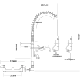 Douchette de pré-rinçage avec robinet pivotant Montage mural Double entrée Hauteur 600 mm Acier inoxydable | Adexa EQ7802A08
