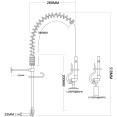 Robinet mélangeur de bureau 8 po avec colonne montante de 8 po et flexible de 18 po, laiton chromé | Adexa EQ7810A