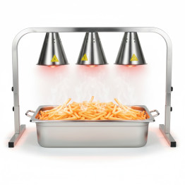 Chauffe-plats professionnel GN1/1 – 3 lampes chauffantes 660×660×560 mm 750 W Argent | Adexa EWL03S3
