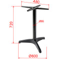 Pied de table tripode en aluminium noir 600 x 720 mm | Adexa F005