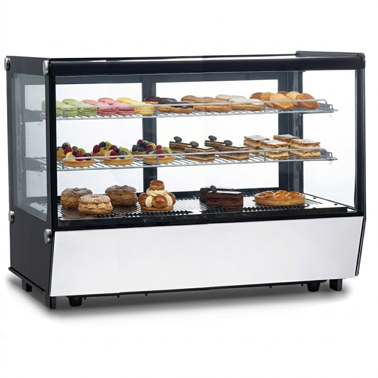 Vitrine réfrigérée de comptoir 200 litres, 2 étagères, noir et inox | Adexa FTW200Z Vitrine réfrigérée de comptoir 200 litres, 2 étagères, noir et inox | Adexa FTW200Z