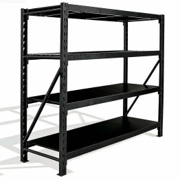 Rayonnage d'entrepôt grande portée 1500 x 600 x 2000 mm, 4 étagères, noir | Adexa FUJI409BLACK