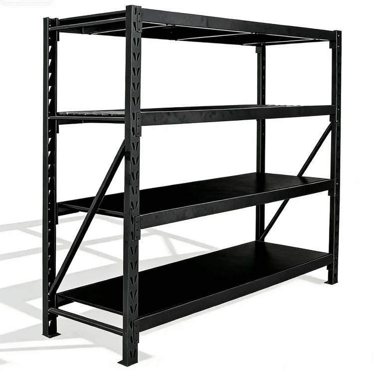 Rayonnage d'entrepôt grande portée 1500 x 600 x 2000 mm, 4 étagères, noir | Adexa FUJI409BLACK