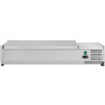 Plateau de préparation réfrigéré 1400 mm, 6 bacs GN 1/3, profondeur 380 mm, couvercle en acier inoxydable | Adexa VRX1400/380SS