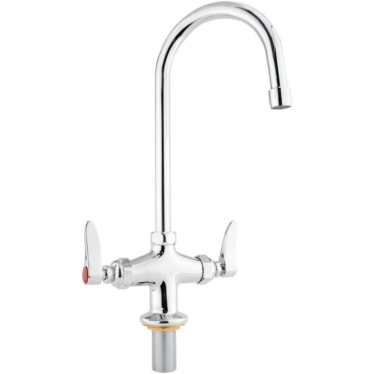 Robinet commercial monotrou à montage sur plage avec col de cygne pivotant de 15 cm (6 po) en laiton chromé | Adexa GD3601