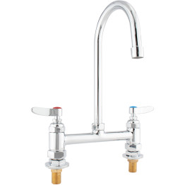 Robinet mélangeur commercial sur plage de 20 cm (8 po) avec col de cygne pivotant de 15 cm (6 po) en laiton chromé | Adexa GD3605