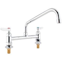 Robinet mélangeur commercial sur plage de 20 cm (8 po) avec bec pivotant de 25 cm (10 po) en laiton chromé | Adexa GD3614