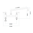 Robinet mélangeur commercial sur plage de 20 cm (8 po) avec bec pivotant de 25 cm (10 po) en laiton chromé | Adexa GD3614