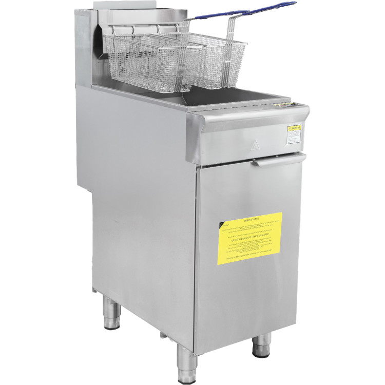 Friteuse à gaz professionnelle autonome, cuve unique 26,5 L, dimensions : 393 x 765 x 1145 mm | Adexa GF4