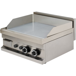 Plancha à Gaz professionnelle Professionnel Lisse/Rainurée Chromé 2 zones 9.6kW  | Adexa Hotmax 600 GG606SG