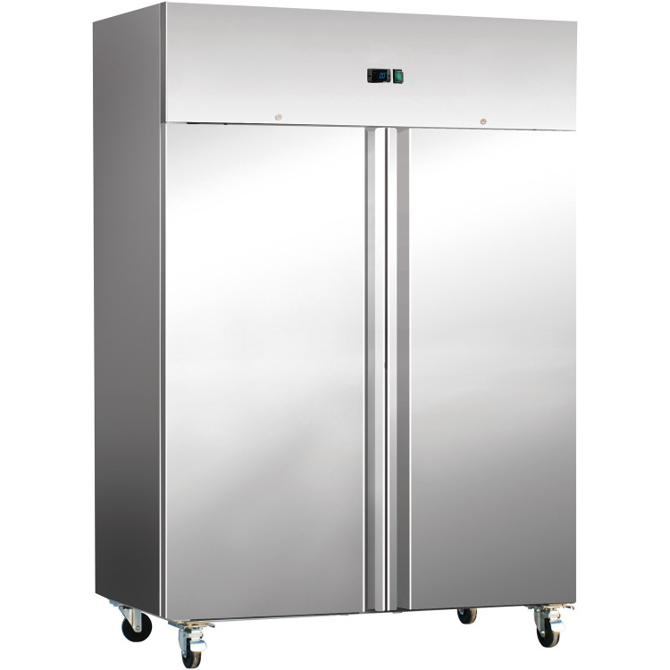 Congélateur commercial vertical à deux portes en acier inoxydable GN 2/1, 1476 L, 1480 × 830 × 2010 mm | Adexa THL1410BTEC