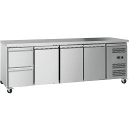 Comptoir réfrigéré commercial 3 portes 2 tiroirs Profondeur 700 mm | Adexa 2DRG41V