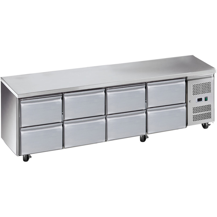 Comptoir Réfrigéré Professionnel 8 Tiroirs Profondeur 700mm | Adexa 8DRG41V