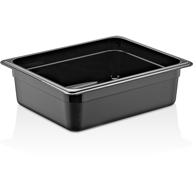Cuvette gastronorme en polycarbonate GN1/2, profondeur 100 mm, noire | Adexa PB8124
