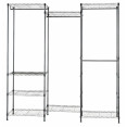 Portant à vêtements avec étagères métalliques multi-sections, noir, 1740 x 400 x 1800 mm | Adexa GR17440180B8E