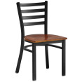Chaise en acier noir avec assise en noyer et dossier noir | Adexa GS694WSBB