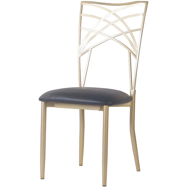 Chaise de salle à manger bistro, dossier croisé en métal doré, qualité B, pour intérieur | Adexa GSE0028, qualité B