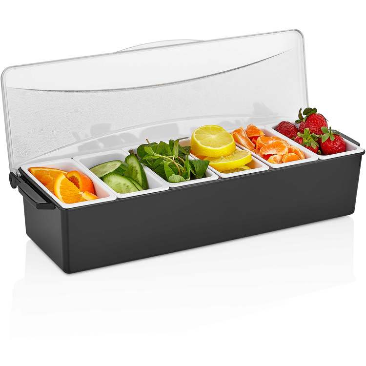 Plateau Garniture / Distributeur de Condiments avec Couvercle 6 compartiments | Adexa CHA001