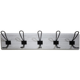 Porte-manteau mural rustique 610 mm (24 po) avec 5 crochets rustiques, en pin massif blanchi | Adexa GWA314
