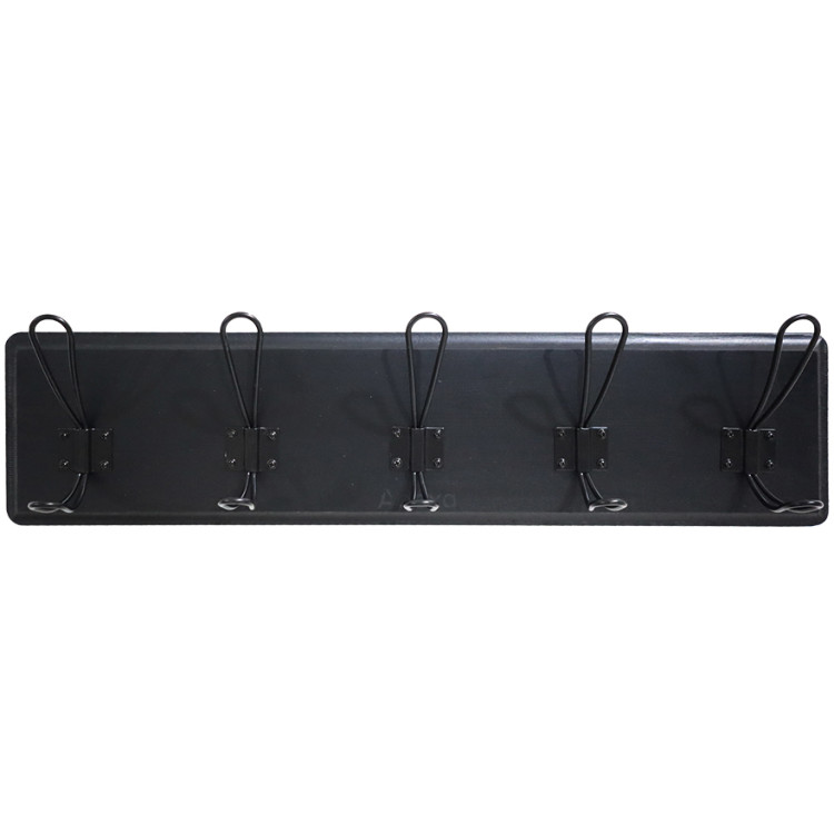 Porte-manteau mural rustique 610 mm (24 po) avec 5 crochets rustiques en pin massif noir | Adexa GWA316